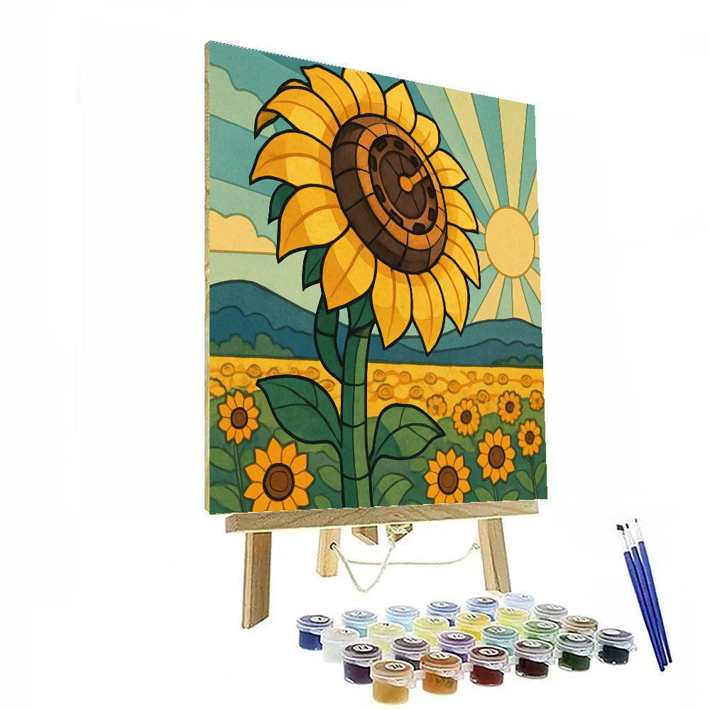 Clockwork Sunflower Observatory Number painting