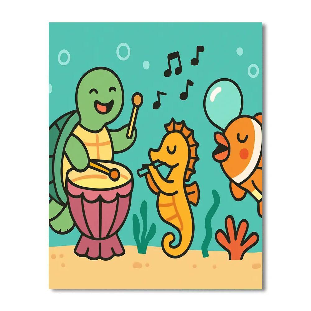 Coral Reef Music Band Of Sea Creatures paint by color