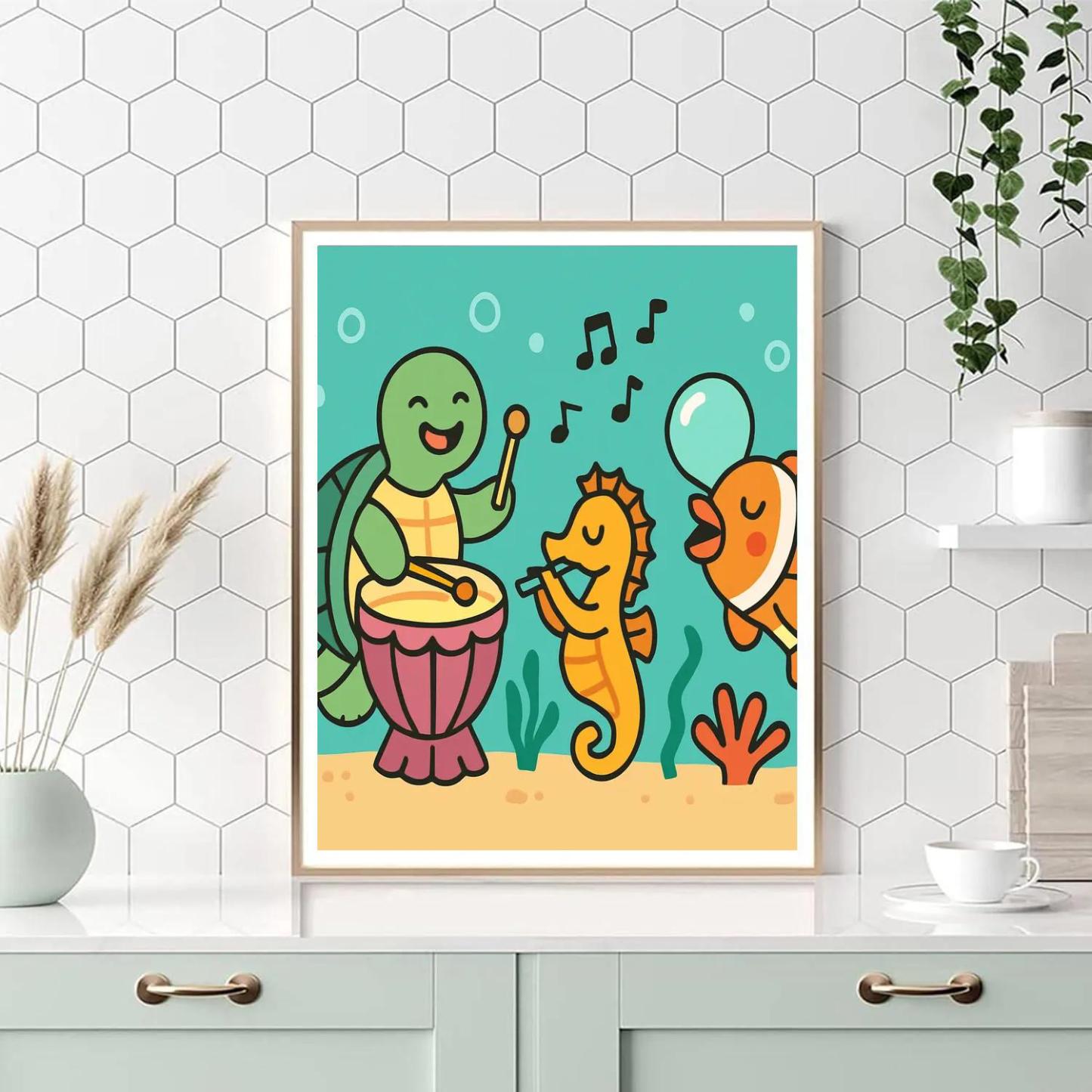 Coral Reef Music Band Of Sea Creatures paint by color