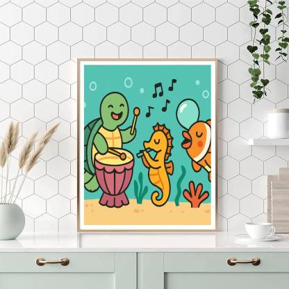 Coral Reef Music Band Of Sea Creatures paint by color