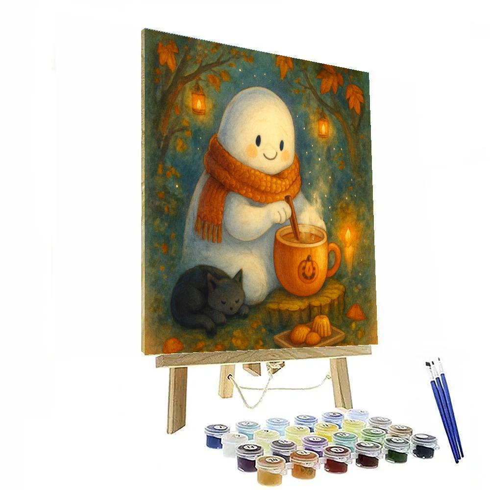 Lanternlight Tea With The Marshmallow Ghost Number painting