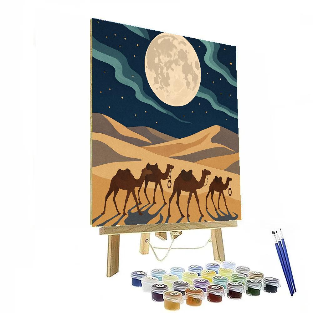 Desert Caravan Under The Moon paint by numbers