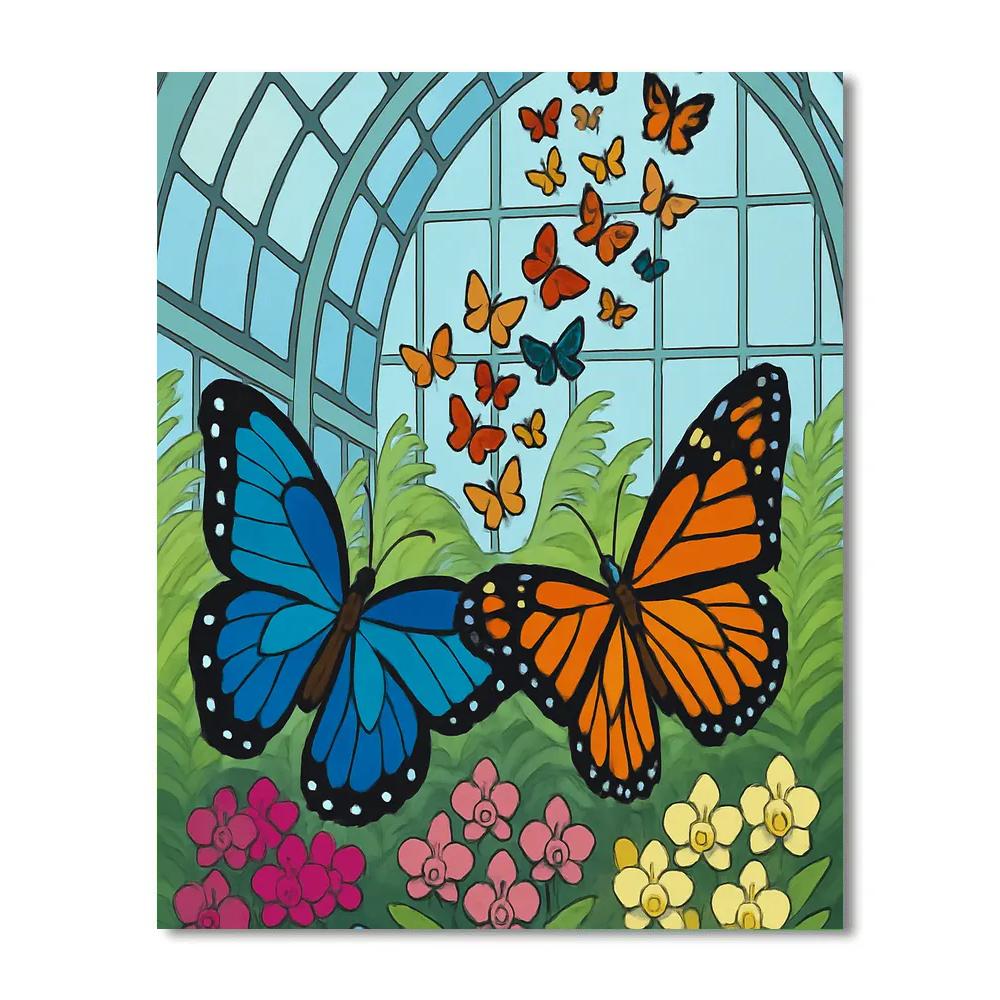 Glasshouse Atrium Butterfly Migration paint by number