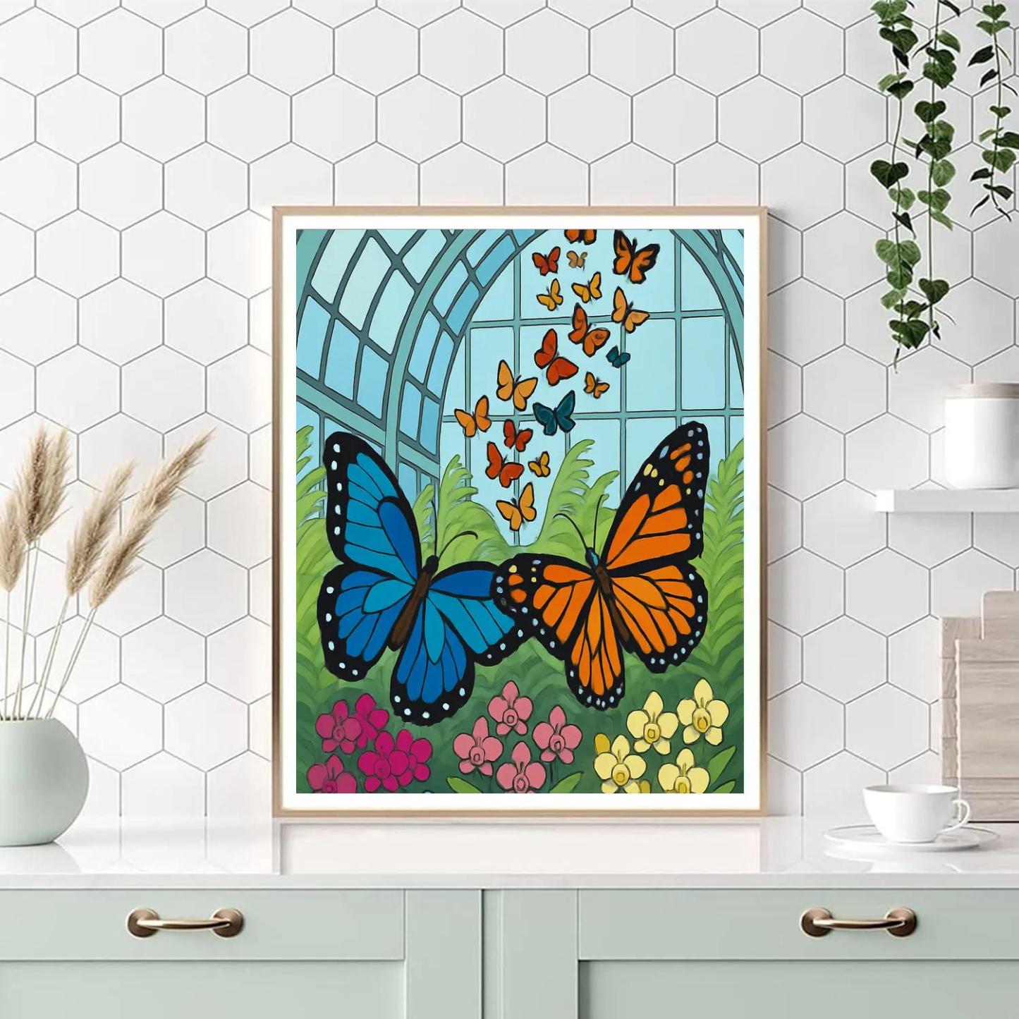 Glasshouse Atrium Butterfly Migration paint by number