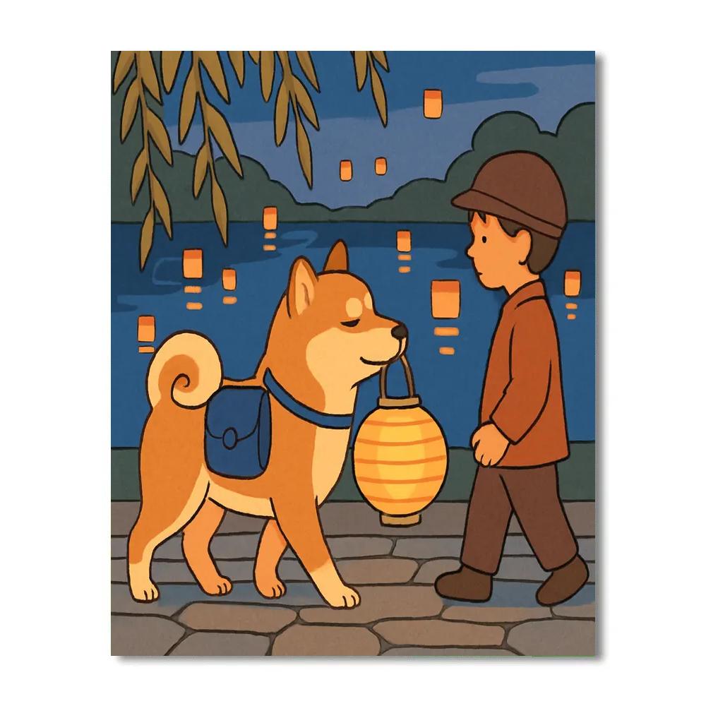 Lantern Festival With Dog Companion DIY paint by numbers