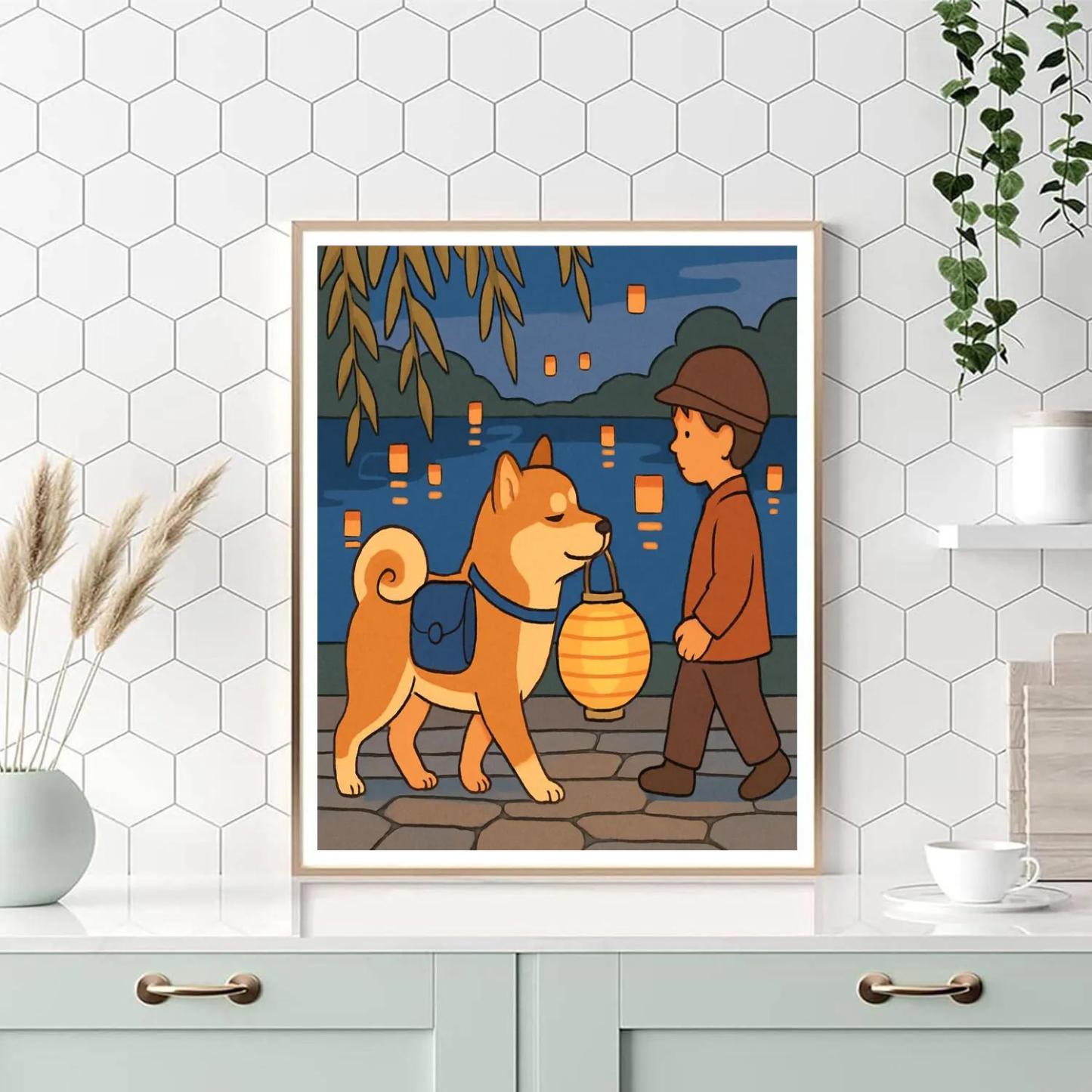 Lantern Festival With Dog Companion DIY paint by numbers
