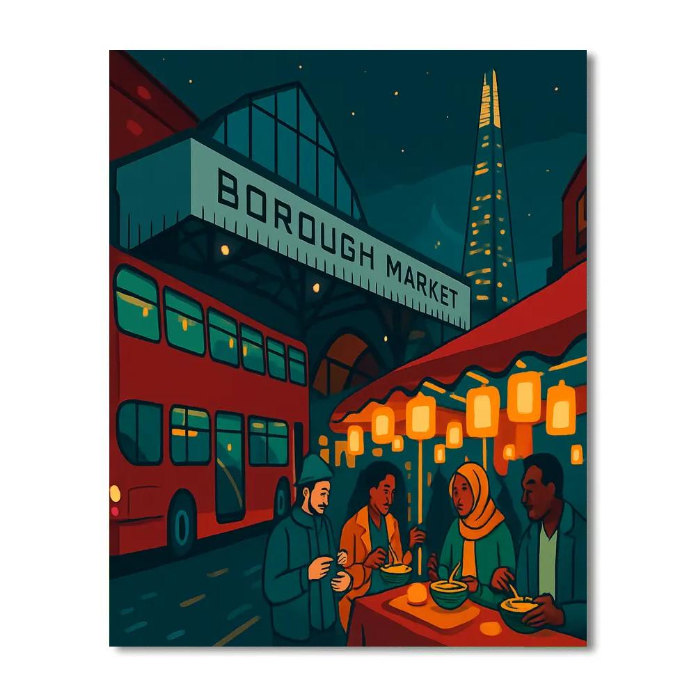 Midnight Lantern Market In London Numbered painting kits