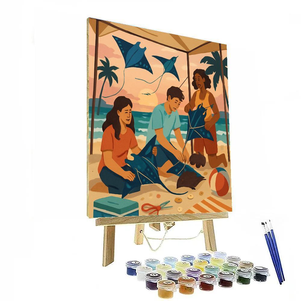 Sunset Kite Workshop At The Beach Paint by numbers kits