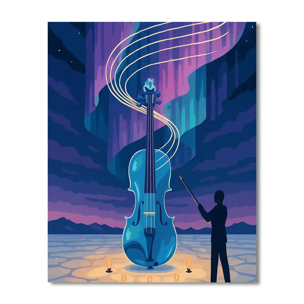 Glass Violin With Music Auroras Painting by numbers kit