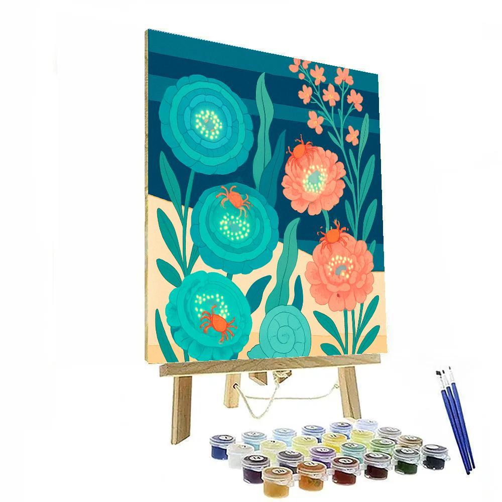 Floral Bioluminescent Tidepool Bouquet Numbered painting kits