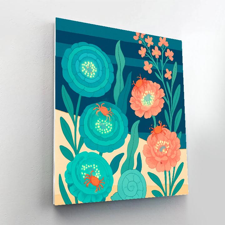 Floral Bioluminescent Tidepool Bouquet Numbered painting kits
