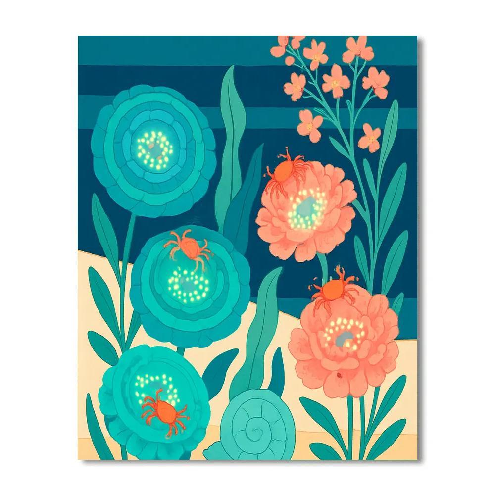 Floral Bioluminescent Tidepool Bouquet Numbered painting kits