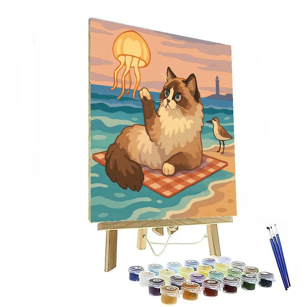 Lantern Tide Picnic With Cat DIY paint by numbers