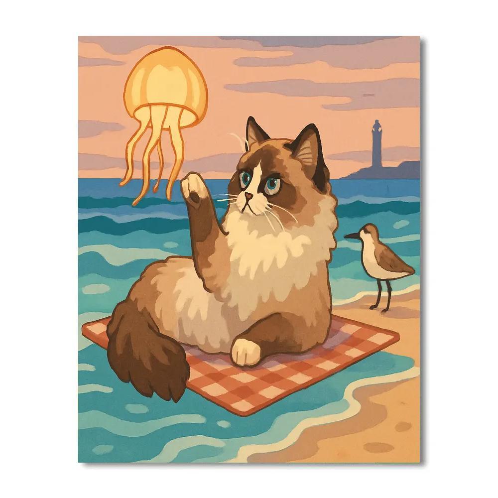 Lantern Tide Picnic With Cat DIY paint by numbers