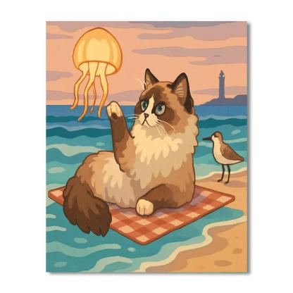 Lantern Tide Picnic With Cat DIY paint by numbers