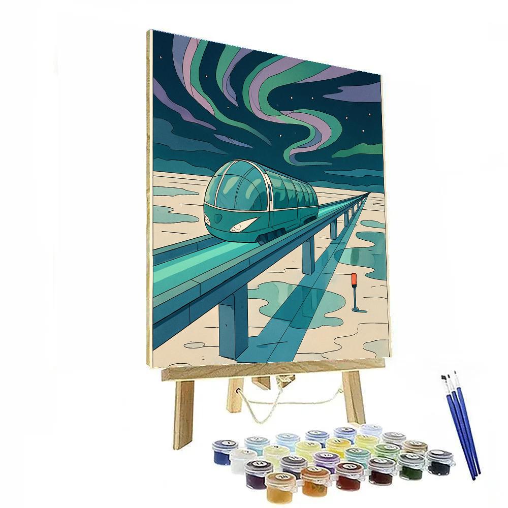 Glass Dome Train Through The Salt Aurora Number painting