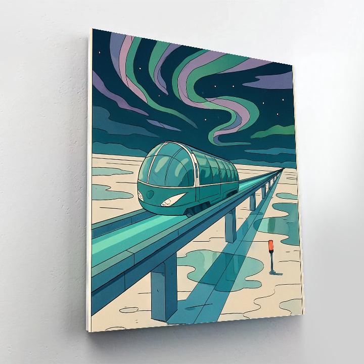 Glass Dome Train Through The Salt Aurora Number painting