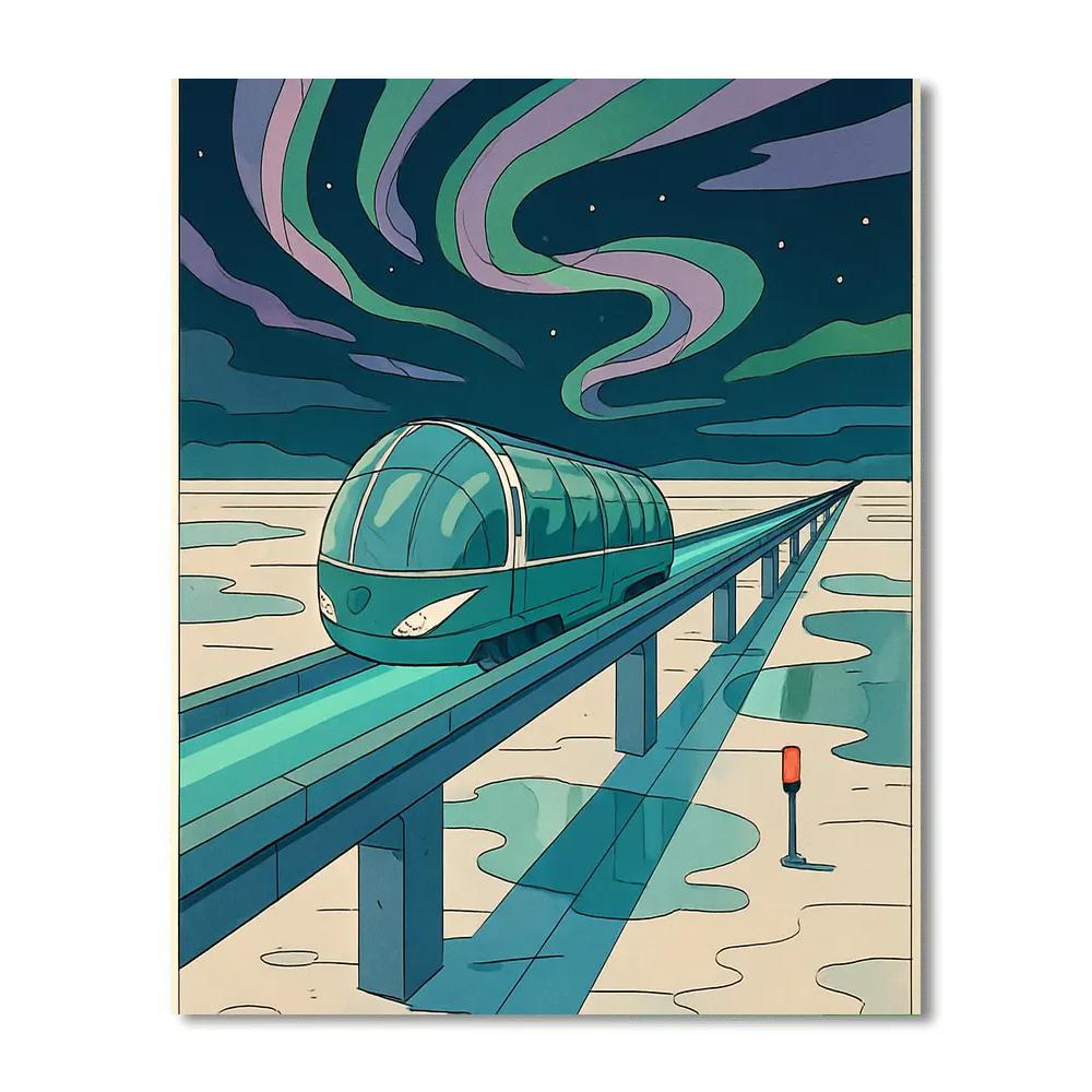 Glass Dome Train Through The Salt Aurora Number painting