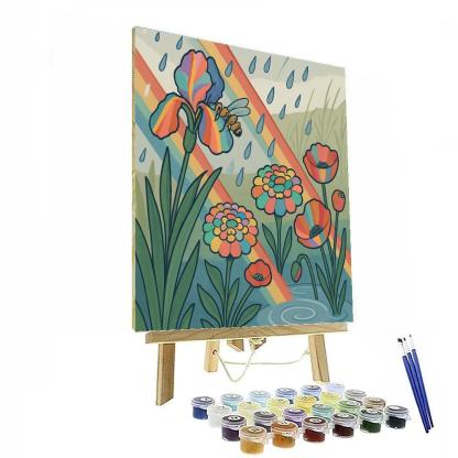 Flowers With Prism Rain Garden Painting by numbers kit