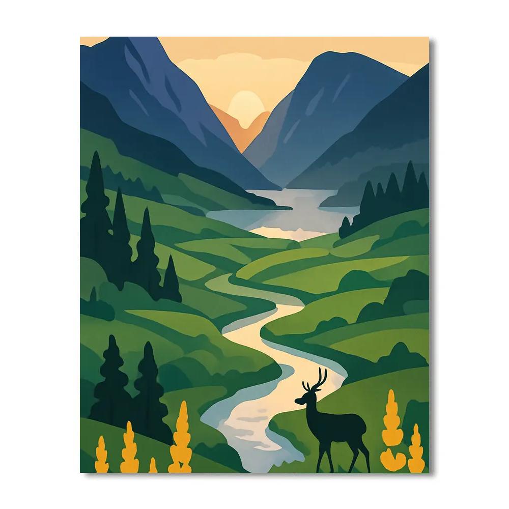 Meadow With Landscape Light Spill Painting by numbers kit
