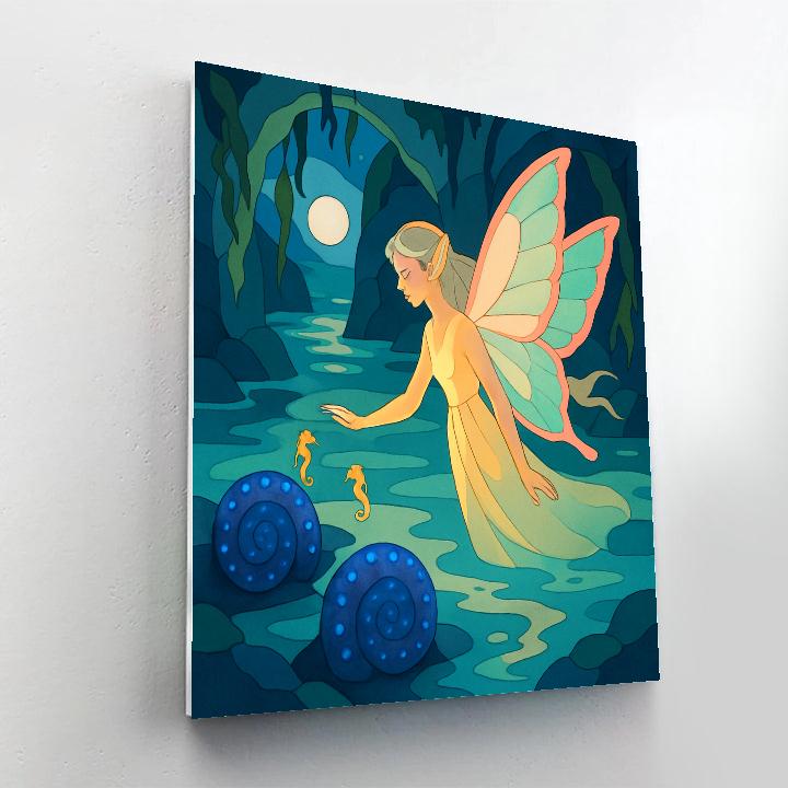 Grotto Of Luminous Shells With Fairy Guide Paint by numbers art
