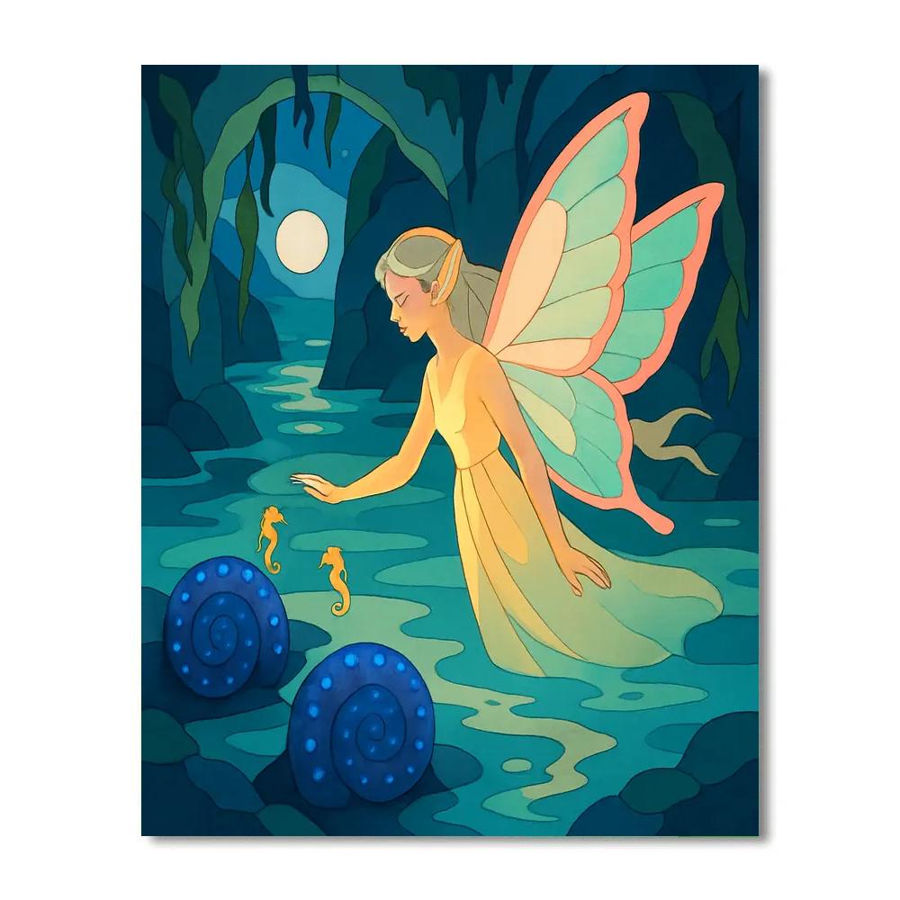 Grotto Of Luminous Shells With Fairy Guide Paint by numbers art
