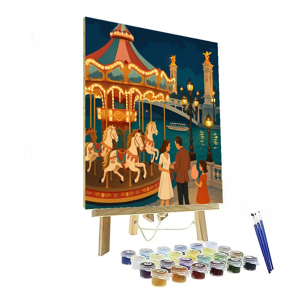 Carousel By The Seine In Paris Light paint by numbers