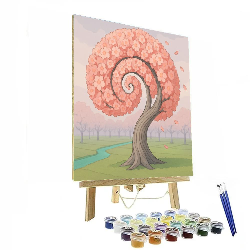 Orchard In Spiral Tree Bloom Paint by numbers art