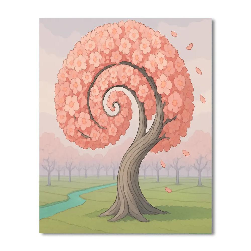 Orchard In Spiral Tree Bloom Paint by numbers art