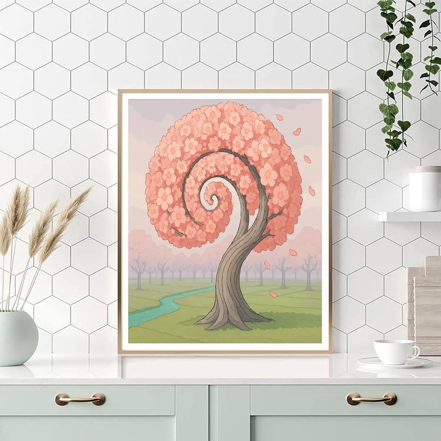 Orchard In Spiral Tree Bloom Paint by numbers art