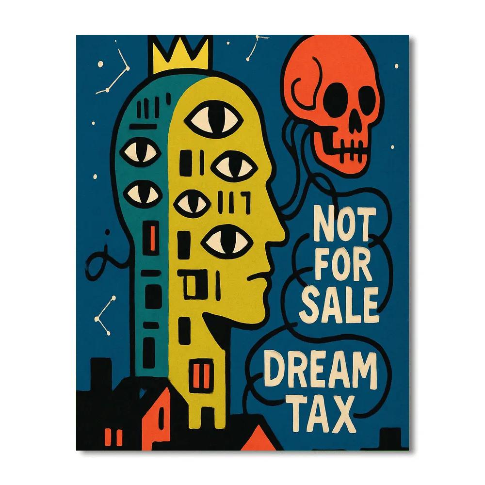 Neon Palimpsest In Basquiat Style DIY paint by numbers