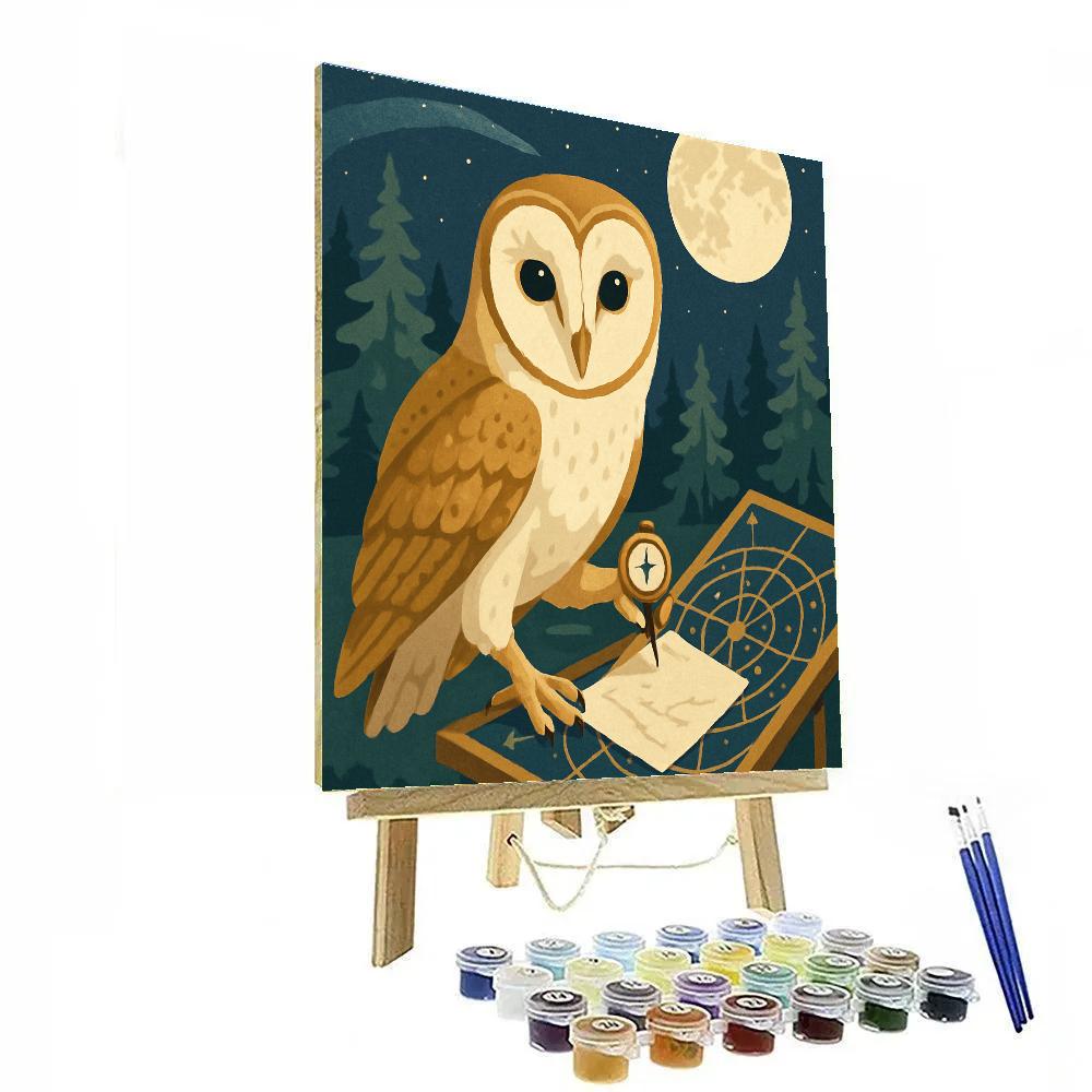 Lunar Mapmaker Owl painting number kit