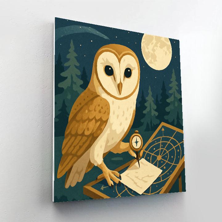 Lunar Mapmaker Owl painting number kit