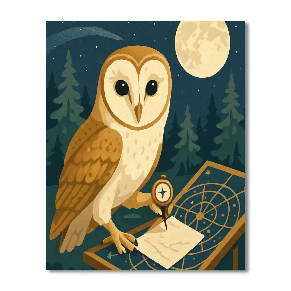 Lunar Mapmaker Owl painting number kit