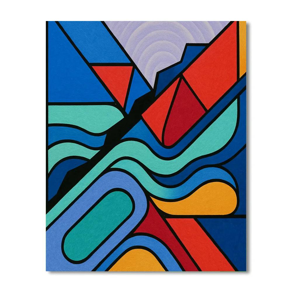 Prismatic Abstract Faultline Map Numbered painting kits