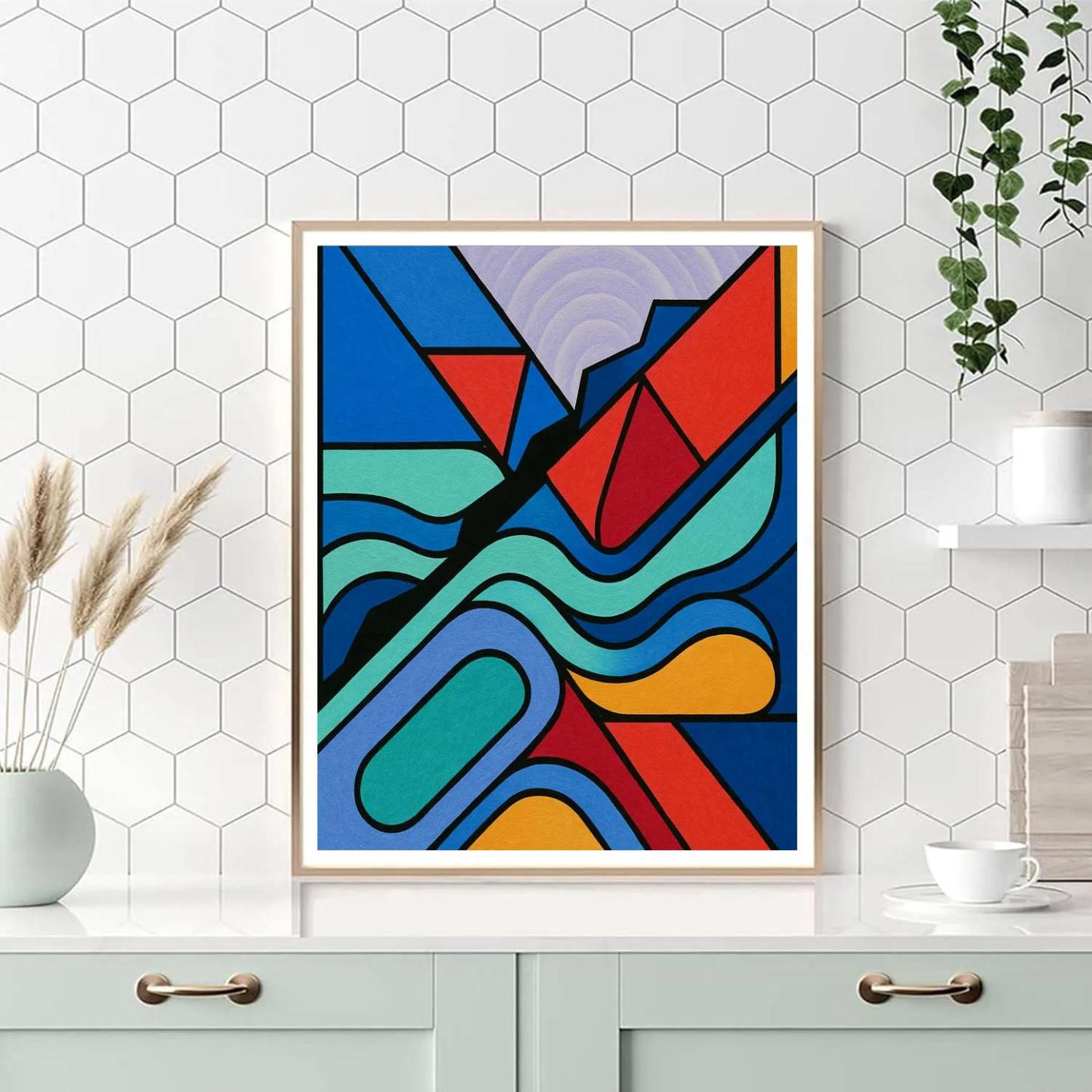 Prismatic Abstract Faultline Map Numbered painting kits