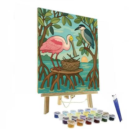 Mangrove Nesting Theater With Birds paint by numbers