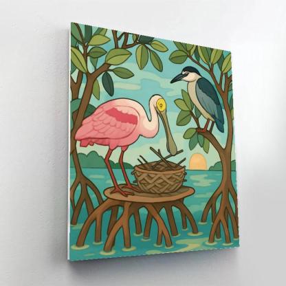 Mangrove Nesting Theater With Birds paint by numbers