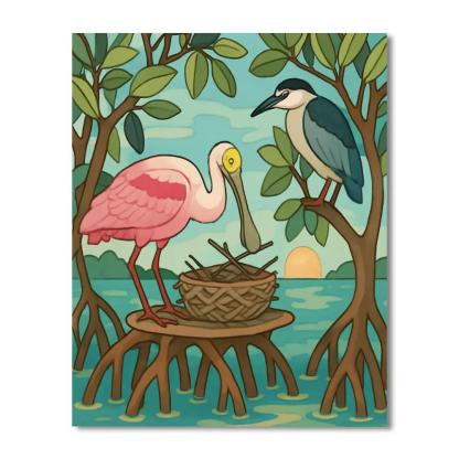 Mangrove Nesting Theater With Birds paint by numbers