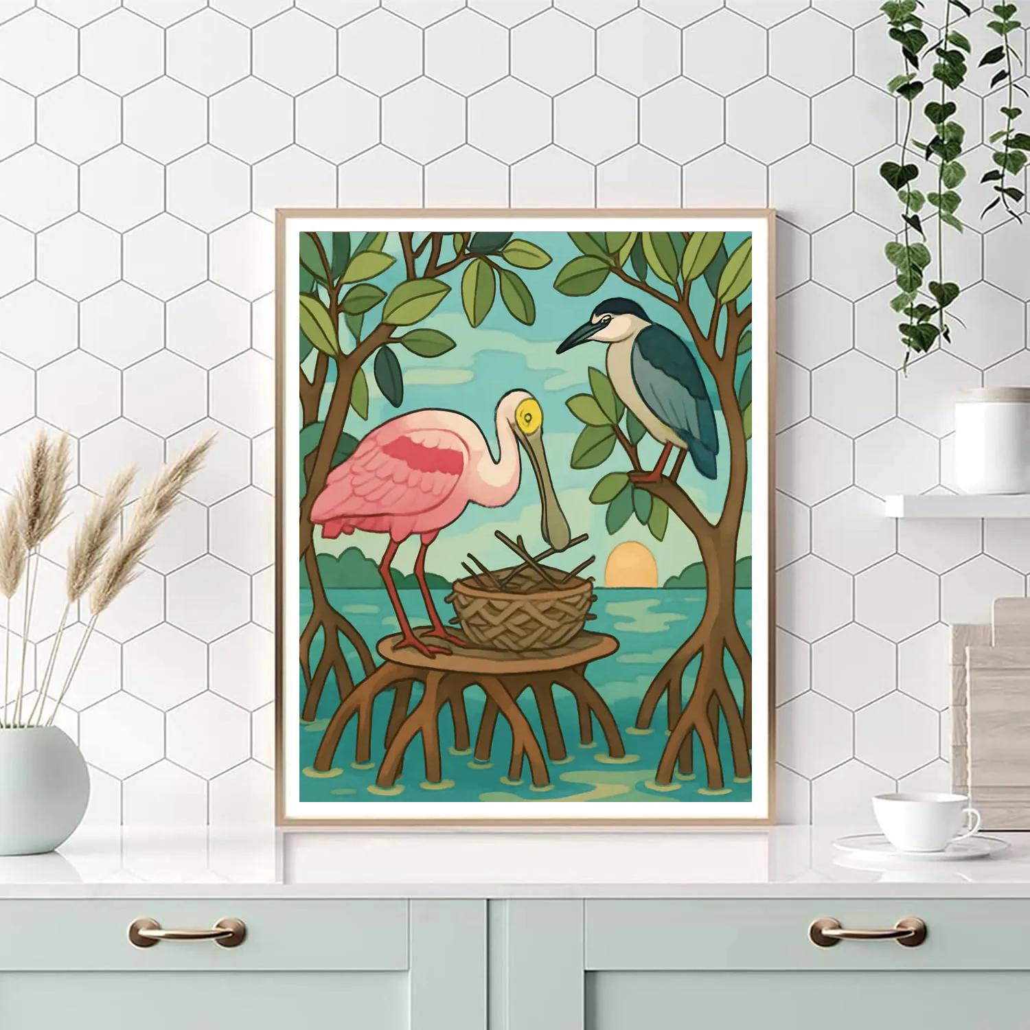 Mangrove Nesting Theater With Birds paint by numbers