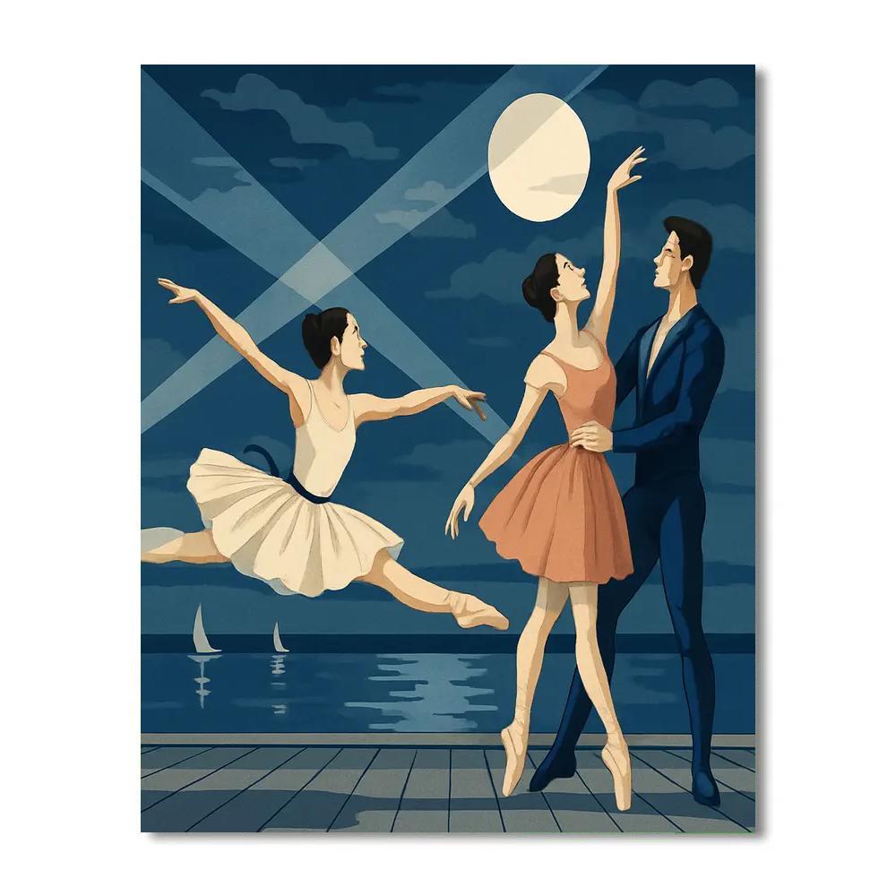 Lunar Marina With Ballet Silhouettes paint by numbers