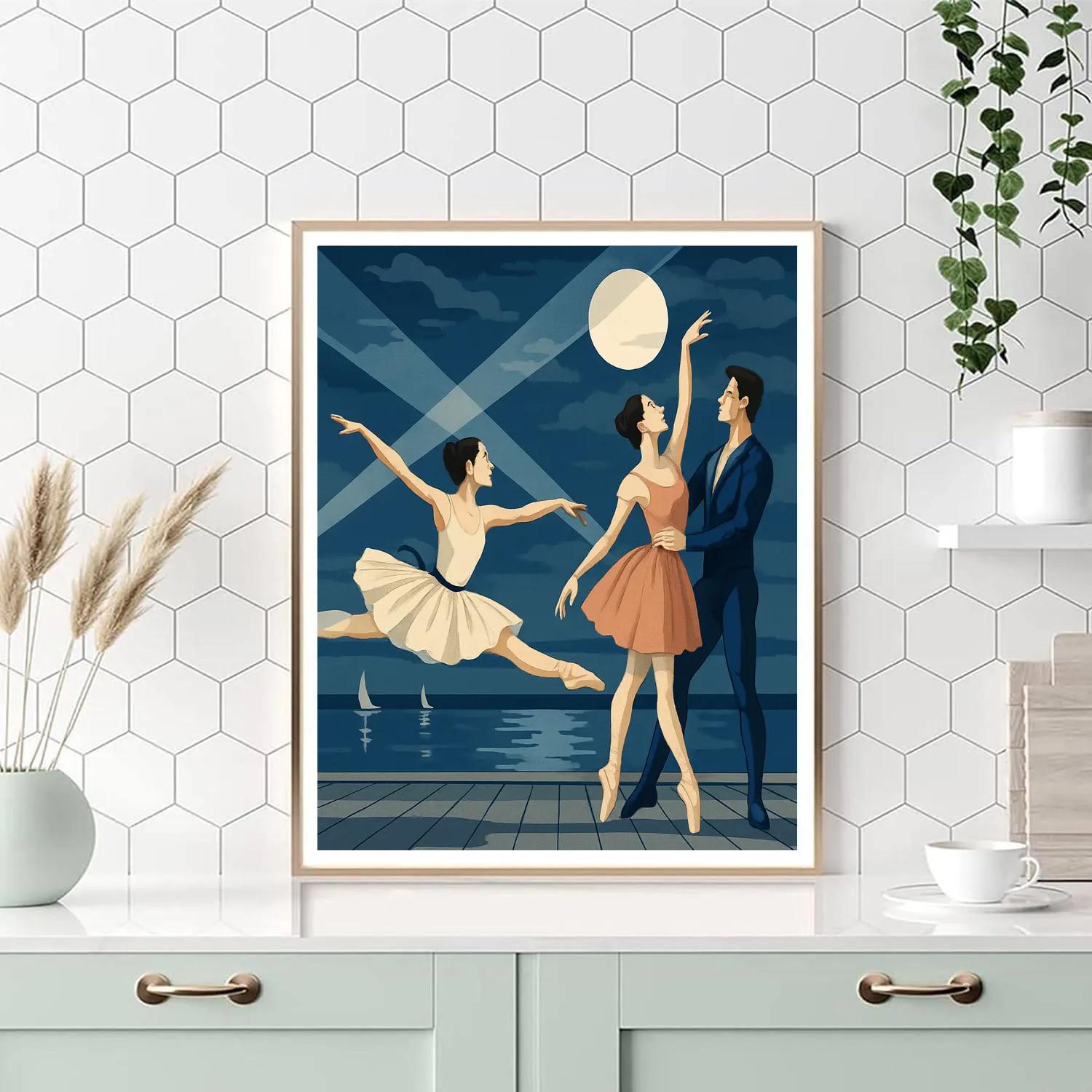 Lunar Marina With Ballet Silhouettes paint by numbers