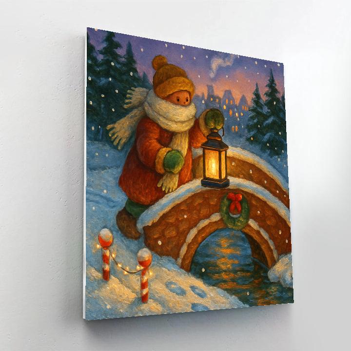 Lanternlit Gingerbread Bridge Crossing Painting by numbers kit