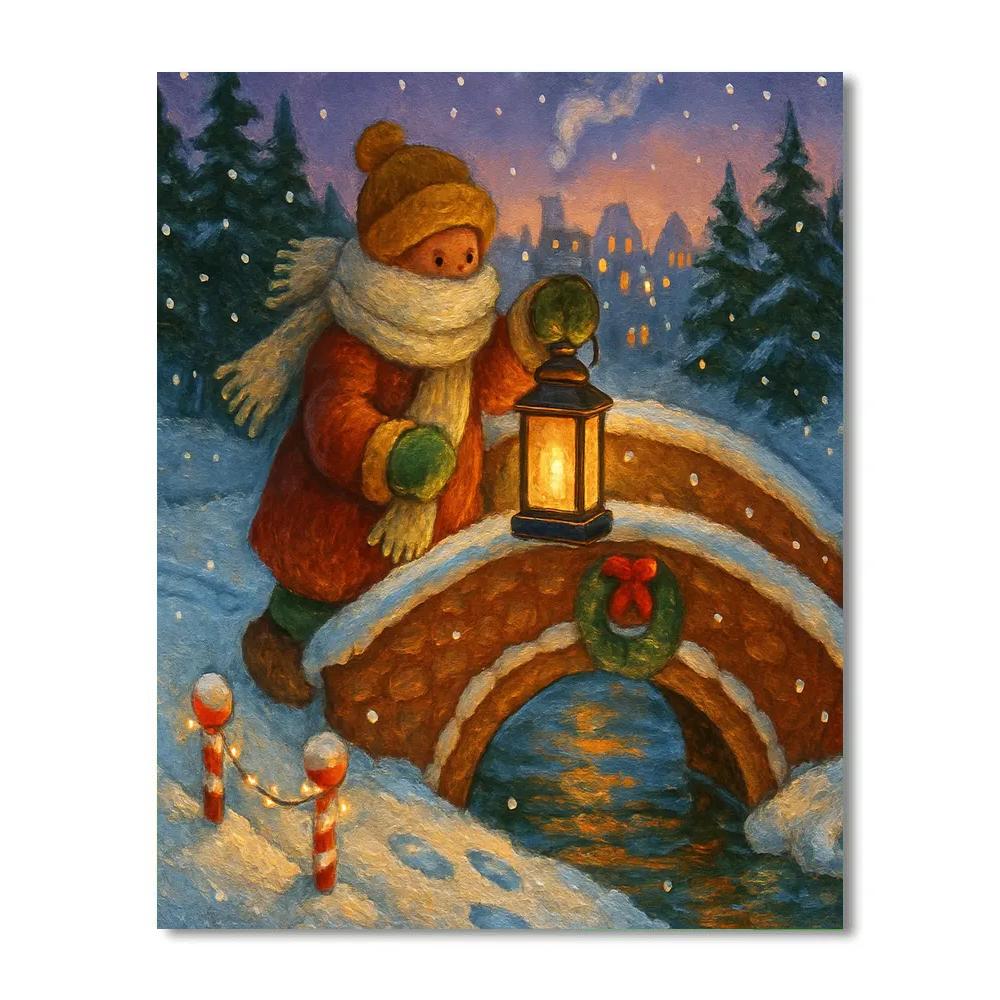 Lanternlit Gingerbread Bridge Crossing Painting by numbers kit