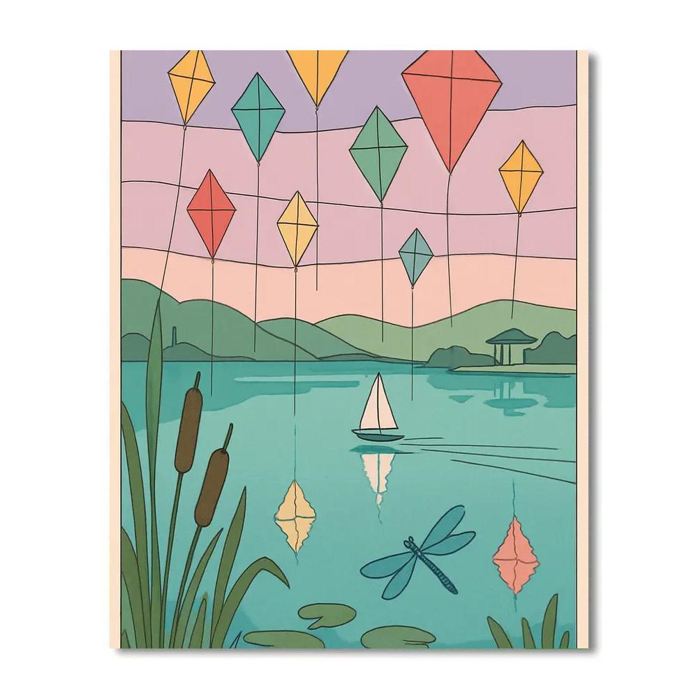 Kite Festival Mirror Lake Numbered painting kits