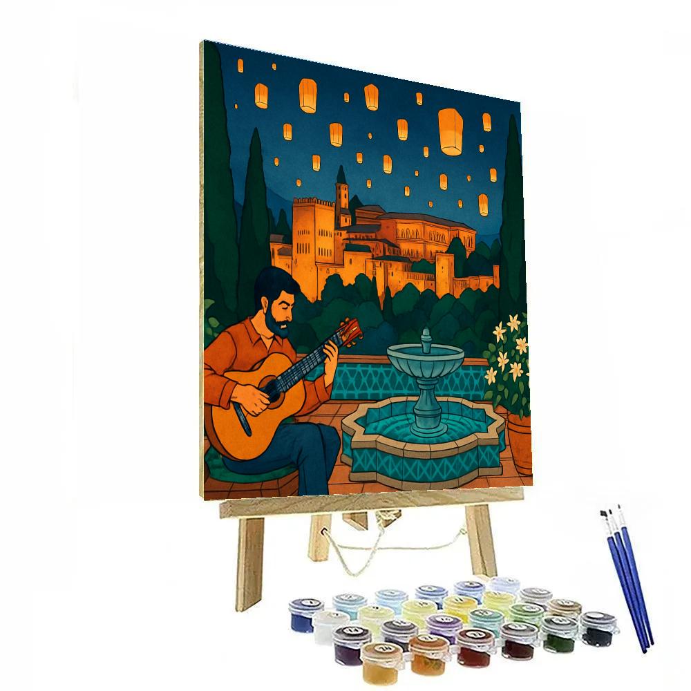 Spain Lantern Festival Over The Alhambra Gardens paint by number