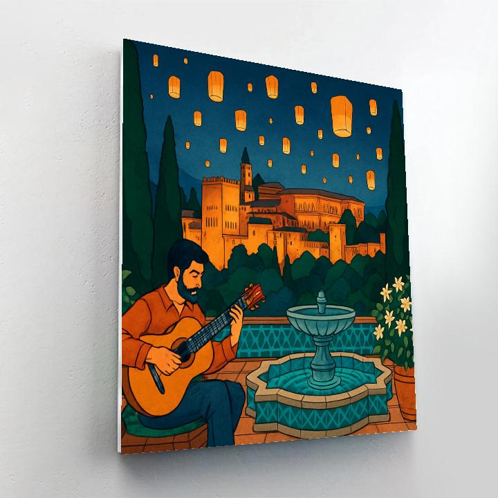 Spain Lantern Festival Over The Alhambra Gardens paint by number