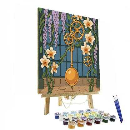 Clockwork Conservatory With Floral Vines Numbered painting kits