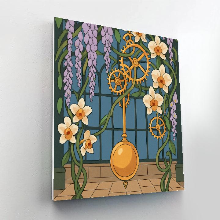 Clockwork Conservatory With Floral Vines Numbered painting kits