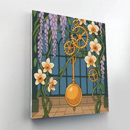 Clockwork Conservatory With Floral Vines Numbered painting kits